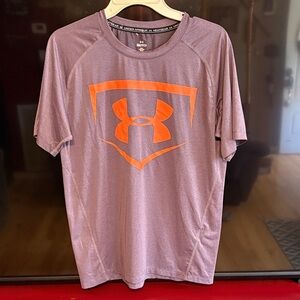 Under Armour Men's Short Sleeve Shirt - Purple with Orange Logo